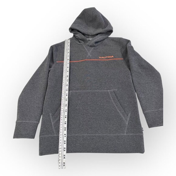 Nautica Pullover Hoodie Gray Sweatshirt w Front Pocket Size Boys Medium 10/12 - Picture 5 of 14